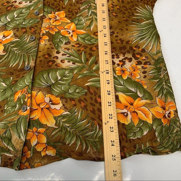 Vintage Blouse Top Woman 1X Floral Leaf Print 3/4 Sleeve Button Front Office - Picture 11 of 11